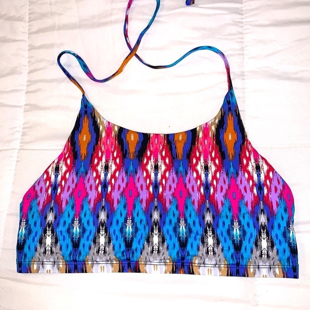 Vintage Bikini Top Multicolor Patterned Women's Medium